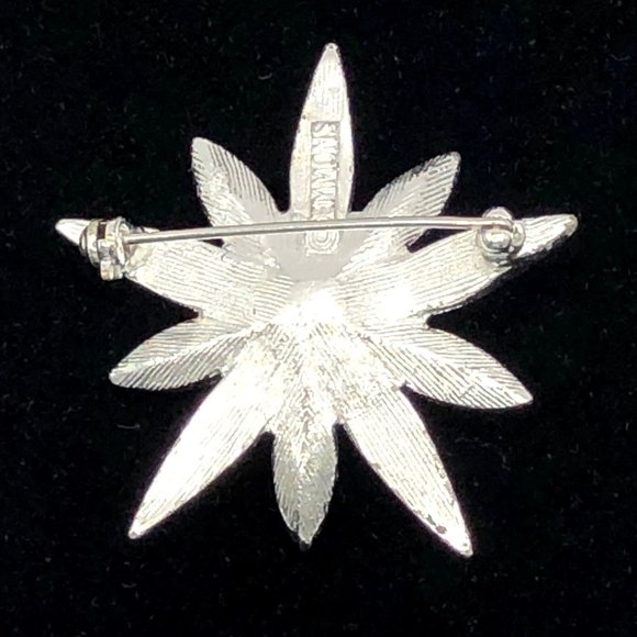 Emmons Signed Vintage Brooch Flower AB Crystal Aurora Borealis Rhinestones - Picture 5 of 13